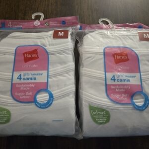 Hanes Girls' M White Camis .2 Packs. Each Pack Contains 4 Camis. New Unopened